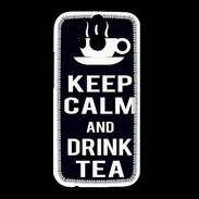 Coque HTC One M8 Keep Calm Drink Tea Noir
