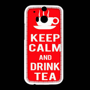 Coque HTC One M8 Keep Calm Drink Tea Rouge