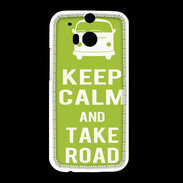 Coque HTC One M8 Keep Calm Take road Vert pomme