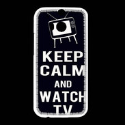 Coque HTC One M8 Keep Calm Watch TV Noir