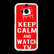 Coque HTC One M8 Keep Calm Watch TV Rouge