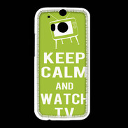 Coque HTC One M8 Keep Calm Watch TV Vert pomme