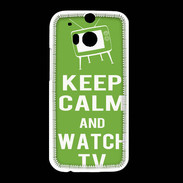 Coque HTC One M8 Keep Calm Watch TV Vert