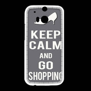 Coque HTC One M8 Keep Calm go shopping Gris