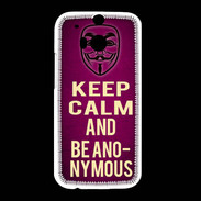 Coque HTC One M8 Keep Calm and Be Anonymous Rose