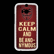 Coque HTC One M8 Keep Calm and Be Anonymous Rouge