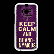 Coque HTC One M8 Keep Calm and Be Anonymous Violet