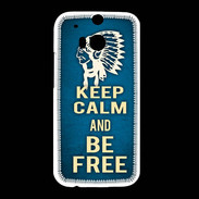 Coque HTC One M8 Keep Calm and Be Free Bleu