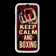 Coque HTC One M8 Keep Calm and Boxing Rouge