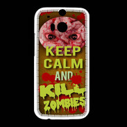 Coque HTC One M8 Keep Calm and Kill Zombies Orange