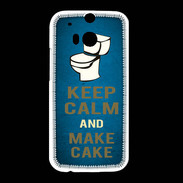 Coque HTC One M8 Keep Calm and Make cake Bleu