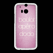 Coque HTC One M8 Boulot Apéro Dodo Rose ZG