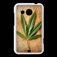 Coque HTC Desire 200 Feuille de cannabis sur toile beige