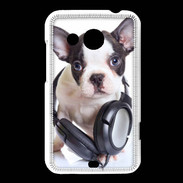 Coque HTC Desire 200 Bulldog français avec casque de musique