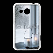 Coque HTC Desire 200 paysage hiver deux lanternes