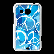 Coque HTC Desire 200 Peace and love Bleu