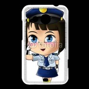 Coque HTC Desire 200 Cute cartoon illustration of a policewoman