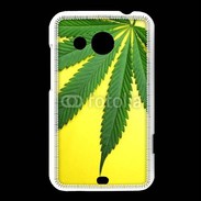 Coque HTC Desire 200 Feuille de cannabis sur fond jaune