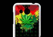 Coque HTC Desire 200 Feuille de cannabis et cœur Rasta
