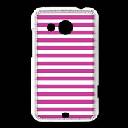 Coque HTC Desire 200 rayures blanches et roses
