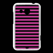 Coque HTC Desire 200 rayures noires et roses