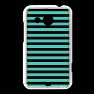 Coque HTC Desire 200 rayures noires et bleues
