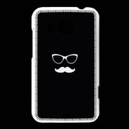 Coque HTC Desire 200 moustache noir & blanc