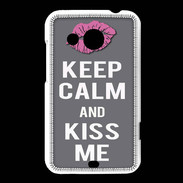 Coque HTC Desire 200 Keep Calm Kiss me Gris