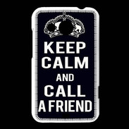 Coque HTC Desire 200 Keep Calm Call friend Noir