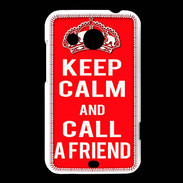 Coque HTC Desire 200 Keep Calm Call friend Rouge