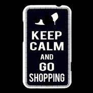 Coque HTC Desire 200 Keep Calm Go Shopping Noir