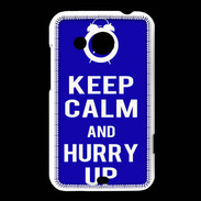 Coque HTC Desire 200 Keep Calm Hurry up Bleu