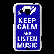 Coque HTC Desire 200 Keep Calm Listen music Bleu