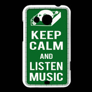 Coque HTC Desire 200 Keep Calm Listen music Vert