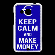 Coque HTC Desire 200 Keep Calm Make money Bleu