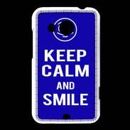 Coque HTC Desire 200 Keep Calm Smile Bleu