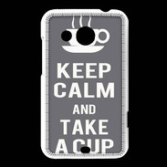 Coque HTC Desire 200 Keep Calm Take a cup Gris