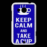 Coque HTC Desire 200 Keep Calm Take a cup Bleu