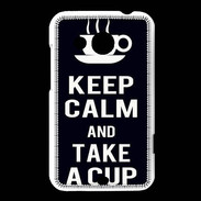 Coque HTC Desire 200 Keep Calm Take a cup Noir