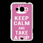 Coque HTC Desire 200 Keep Calm Take a cup Rose