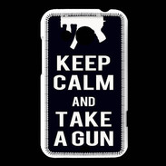 Coque HTC Desire 200 Keep Calm Take a gun Noir