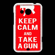 Coque HTC Desire 200 Keep Calm Take a gun Rouge