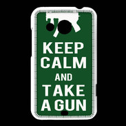Coque HTC Desire 200 Keep Calm Take a gun Vert