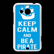 Coque HTC Desire 200 Keep Calm Be a Pirate Cyan