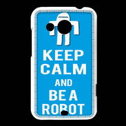 Coque HTC Desire 200 Keep Calm Be a Robot Cyan
