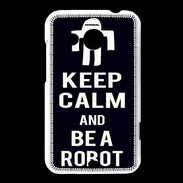 Coque HTC Desire 200 Keep Calm Be a Robot Noir