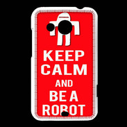 Coque HTC Desire 200 Keep Calm Be a Robot Rouge