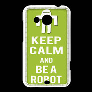 Coque HTC Desire 200 Keep Calm Be a Robot Vert pomme