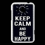Coque HTC Desire 200 Keep Calm Be Happy Noir