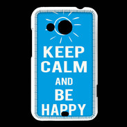 Coque HTC Desire 200 Keep Calm Be Happy Cyan